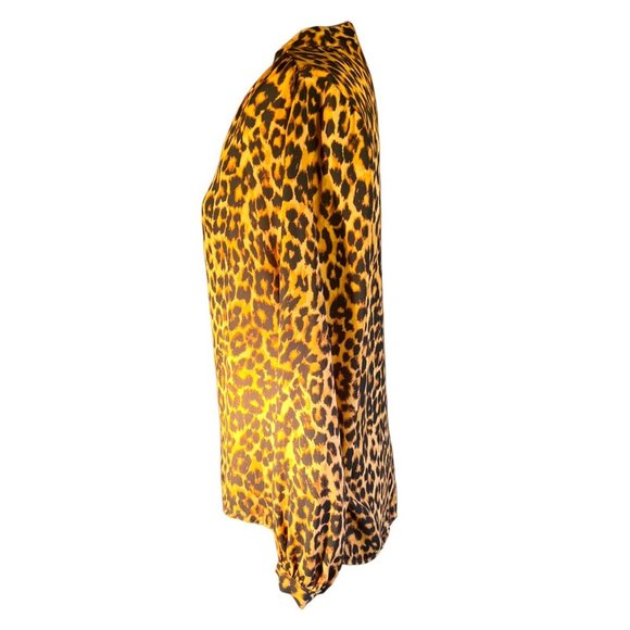 Isaac Mizrahi New York Leopard Chiffon V-Neck Balloon Sleeve IMNYC Size XS - Picture 3 of 7